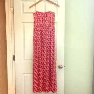 Coral/Tan Strapless maxi dress XS NWOT